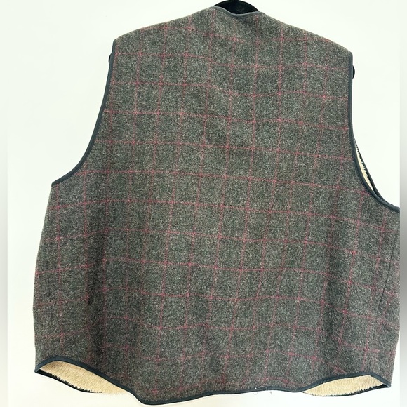 Y2K Vtg MADE IN USA L.L. Bean Wool Plaid Vest, Sherpa Fleece Lined, Size XL men - Picture 4 of 4
